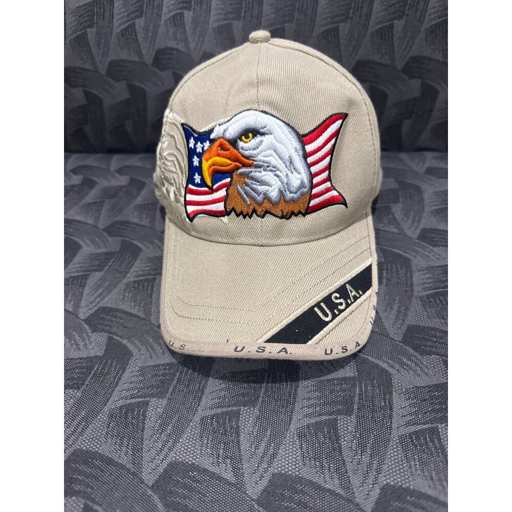 NRA Eagle Embroidered Beige Baseball Cap U.S.A. Design. 2 Items for $25